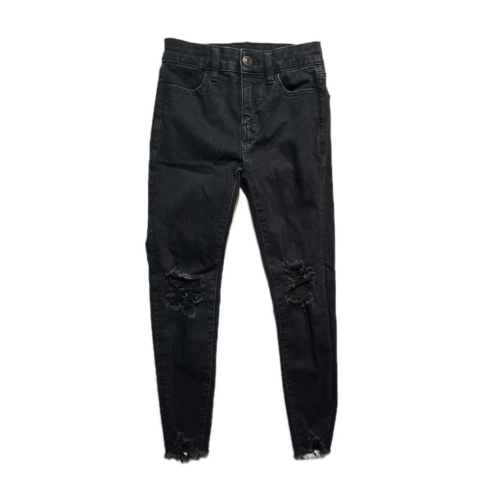 American‎ Eagle The Dream Jean Jeans Women's Black Skinny Hi-rise Jegging 00...